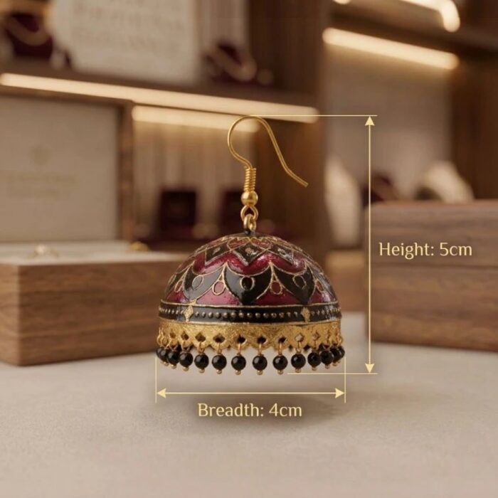 Meenakari Big Jhumkas | Party Wear Dangler Earrings - Image 3