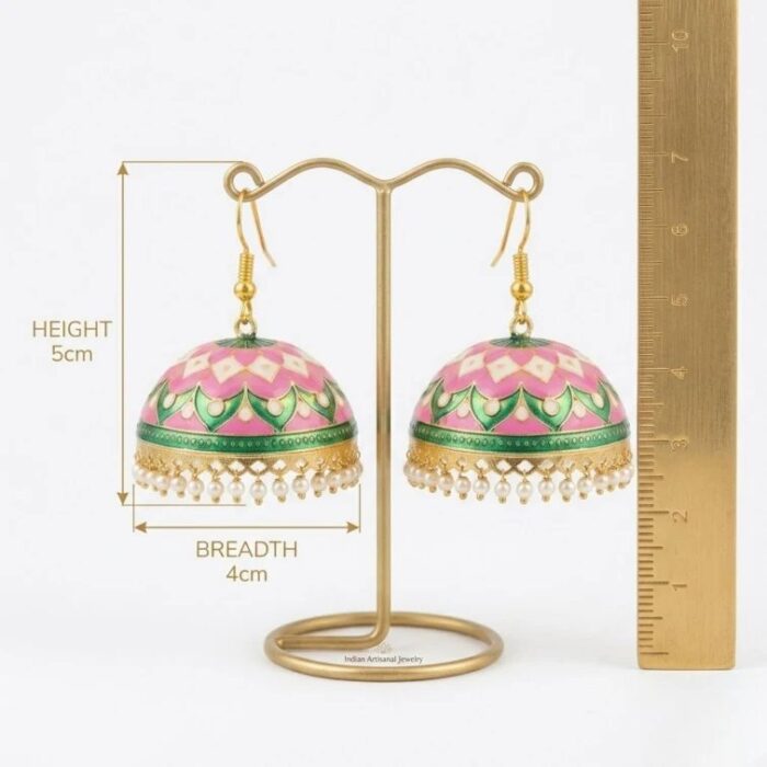Meenakari Big Jhumkas | Party Wear Dangler Earrings - Image 4