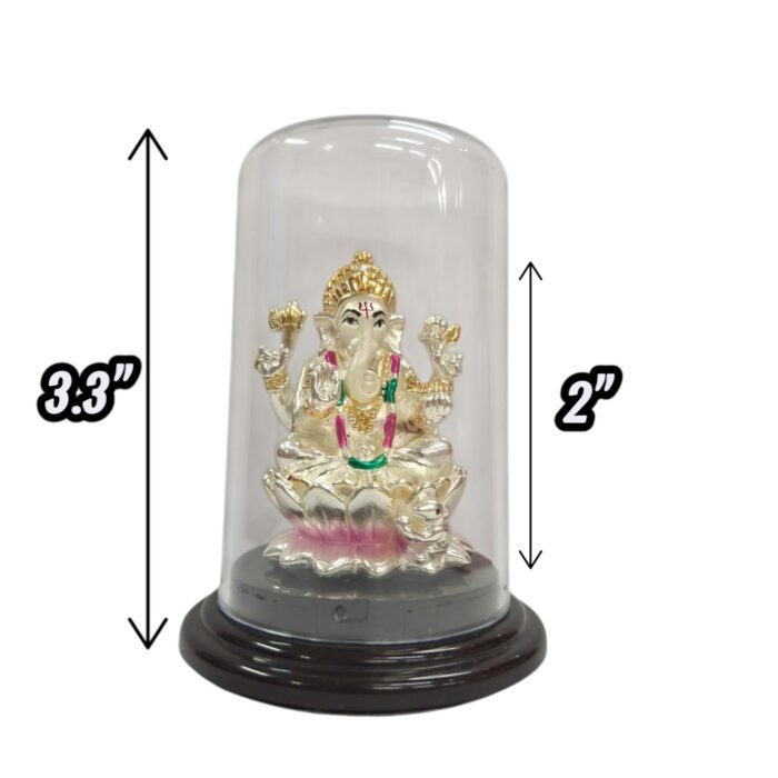 Dimensions of Pure Silver Ganesha Idol in dome