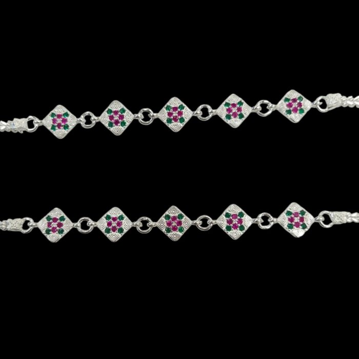 Pair of Pure Silver Anklets - 10.5 inch | Pure silver ankle bracelet - Image 4