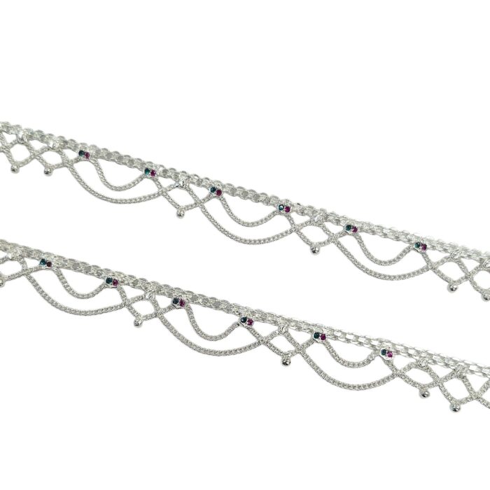 Pair of Pure Sterling Silver Anklets | 10.5 inch Silver Anklet for Adults - Image 6