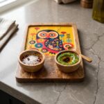 Wooden serving platter | 2 Bowl charcuterie board