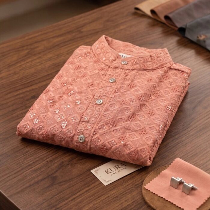 Peach sequin work Kurta - Size 42 only - Image 5