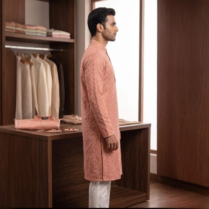 Peach sequin work Kurta - Size 42 only - Image 4