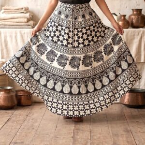 Summer cotton skirt for women | Black and white cotton skirt for women