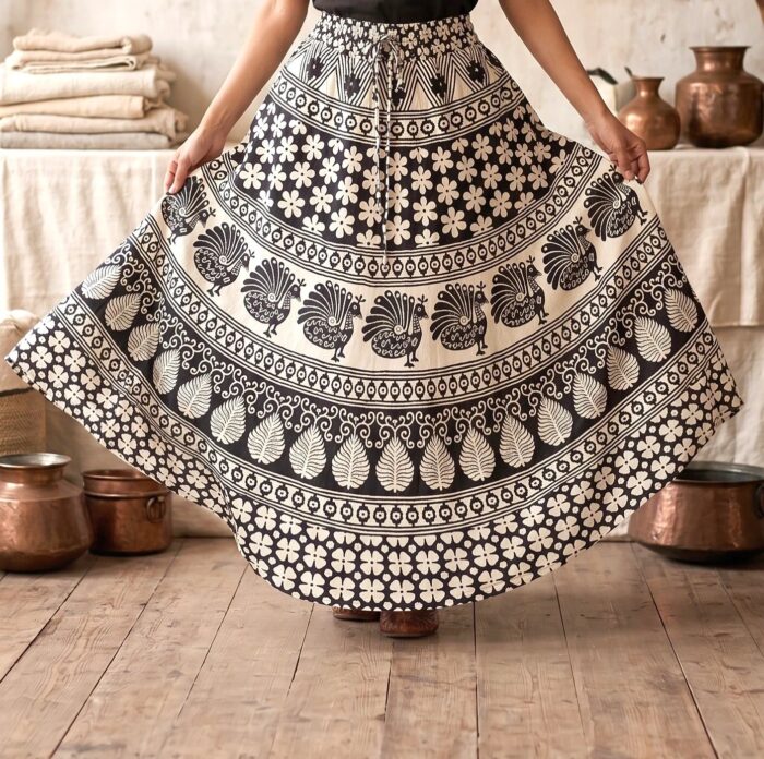 Summer cotton skirt for women | Black and white cotton skirt for women