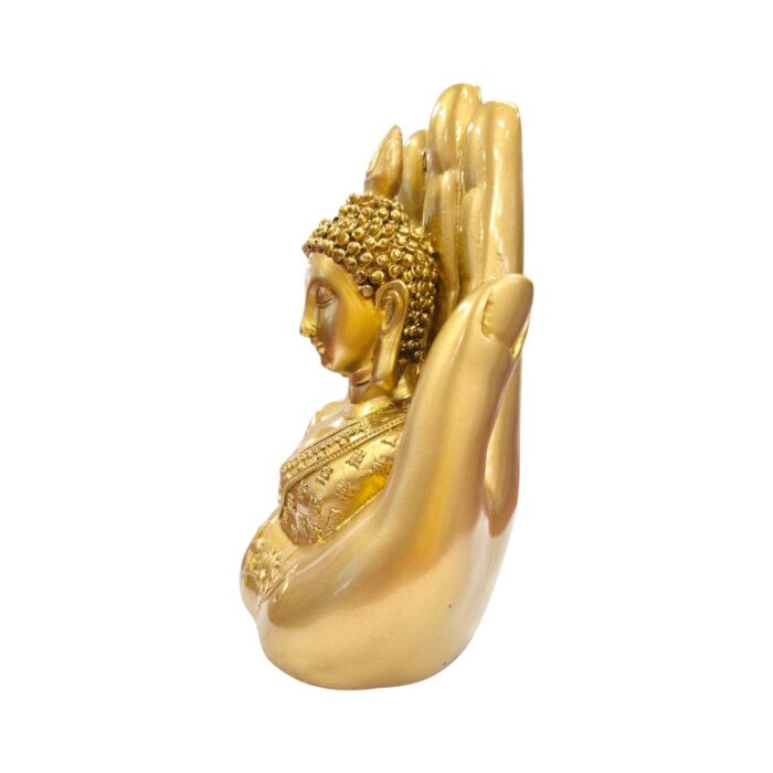 Palm Buddha Statue - Meditating - Golden - Image 4