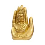 Palm Buddha Statue - Meditating - Golden - Image 3