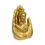 Palm Buddha Statue - Meditating - Golden