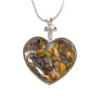 Tiger Eye Stone Heart Pendant | Natural Stone Necklace