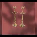 Pair of Brass Kerala Lamps - Murga-19.5 inch