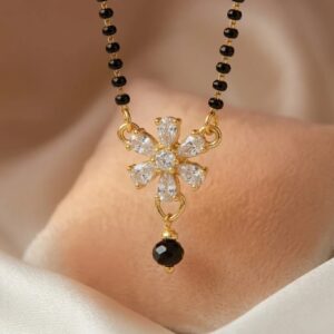 Close up of the Mangalsutra Gold Plated with AD Stones