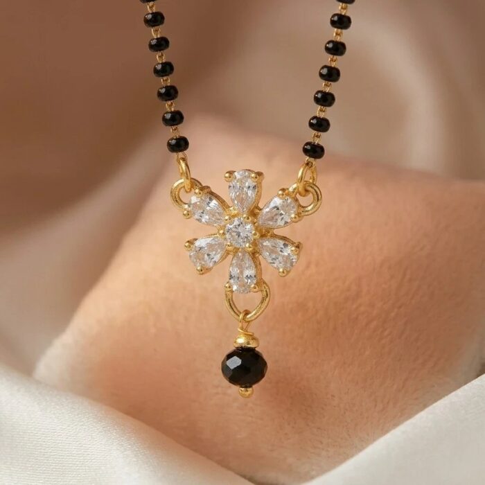 Close up of the Mangalsutra Gold Plated with AD Stones