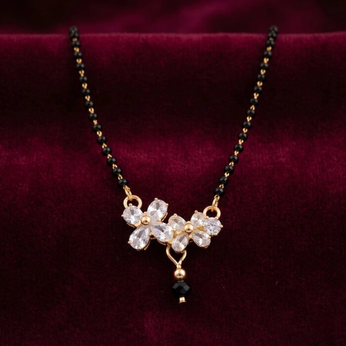 Close up of the Mangalsutra Gold Plated with AD Stones