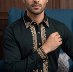Black Pathani Kurta Pajama Set for Men