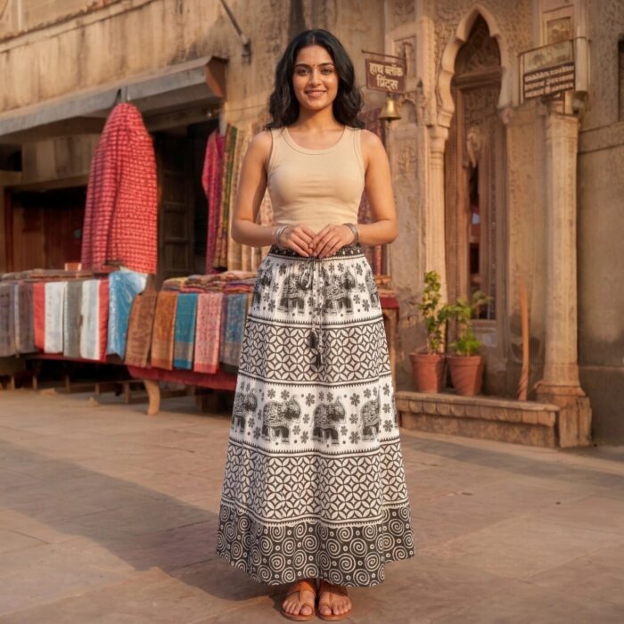 Free size cotton skirt with drawstring | Comfortable cotton skirt for casual wear