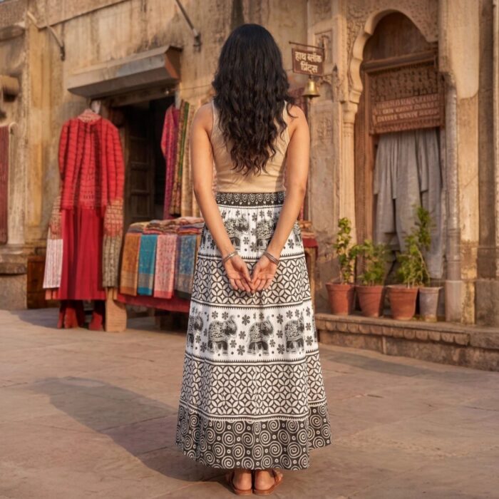 Comfortable cotton skirt for casual wear | Free size cotton skirt with drawstring