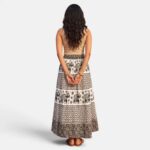 Boho black white maxi skirt | Black and white cotton skirt for women