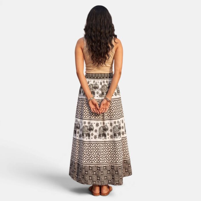 Boho black white maxi skirt | Black and white cotton skirt for women