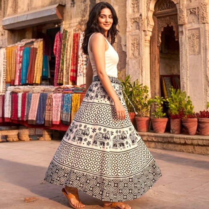 Summer cotton skirt for women | Black and white cotton skirt for women