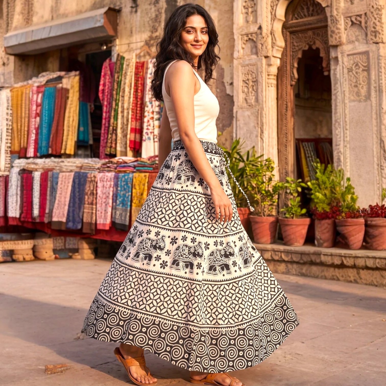 Black and white cotton skirt for women | Sumer dress for women Summer cotton skirt for women | Black and white cotton skirt for women