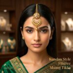 Traditional Rajasthani Borla - Kundan stones | Maang Tikka - Image 4