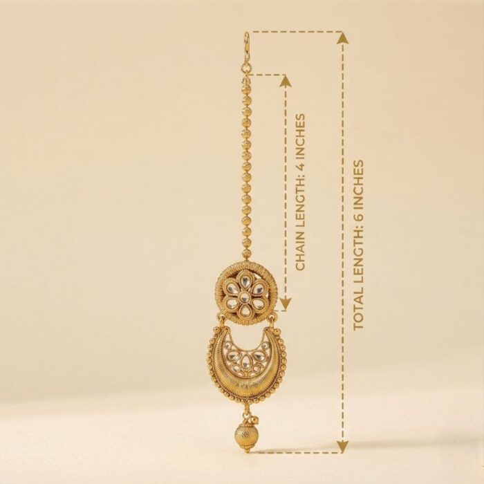 Traditional Rajasthani Borla - Kundan stones | Maang Tikka - Image 7