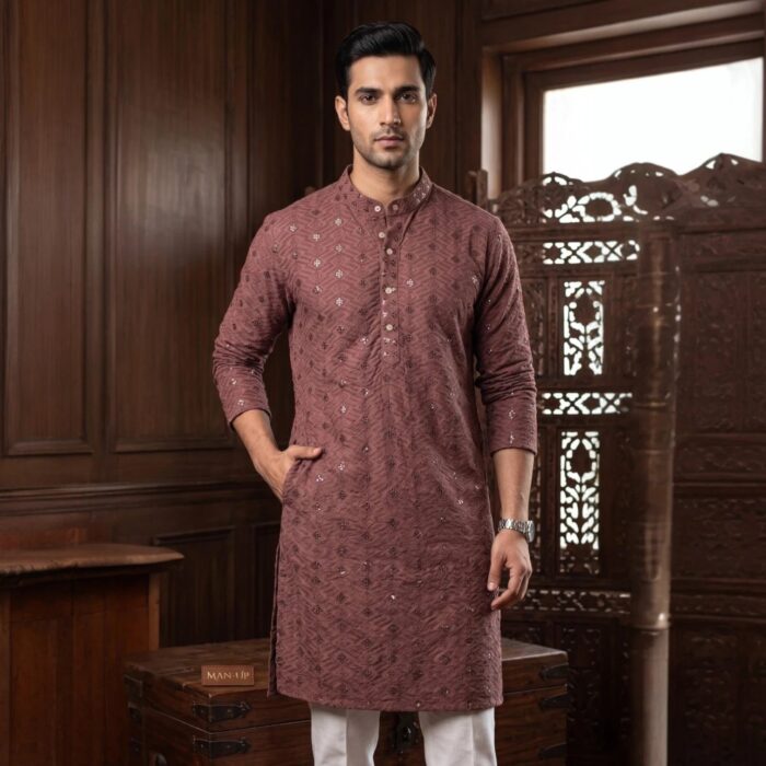 Comfortable Cotton blend kurta with sequin work