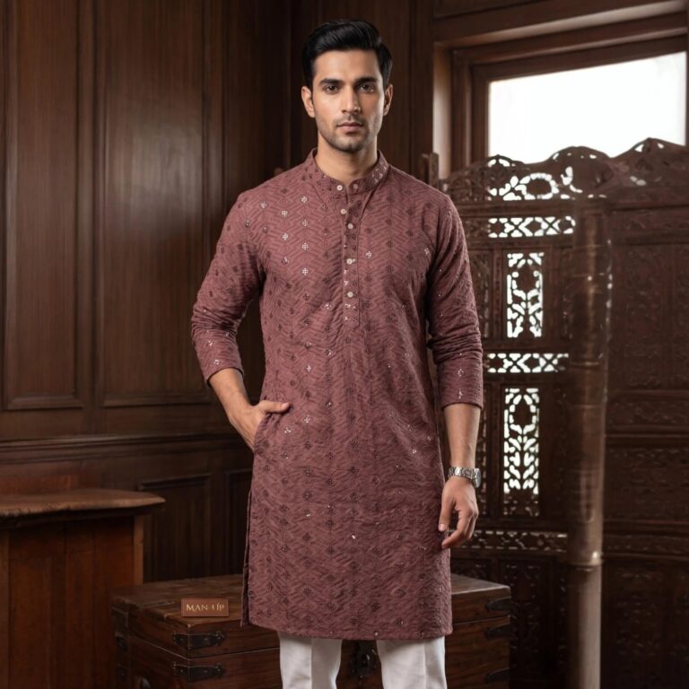 Comfortable Cotton blend kurta with sequin work
