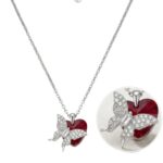 Close up of the heart shaped Zirconia stone pendant | Sterling silver necklace