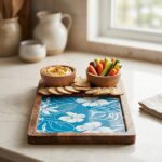 Stylish Charcuterie board with 2 Bowls | Wooden serving platter