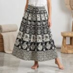 Summer cotton skirt for women | Black and white cotton skirt for women