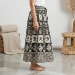 Boho black white maxi skirt | Comfortable cotton skirt for casual wear