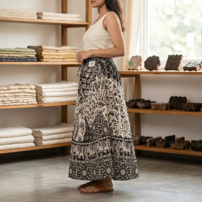 Cotton Skirt - Black and White - Image 2