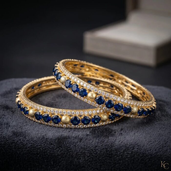 Sapphire Blue zirconia AD stone Bangle Set