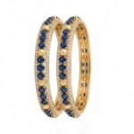 Traditional gold plated bangles with blue stones