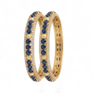 Traditional gold plated bangles with blue stones