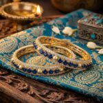 Partywear zirconia kada bangles | Traditional gold plated Kada with blue stones
