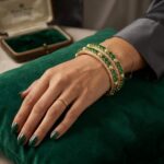 Gold plated Emerald Green bangles set | Party wear Kada Set