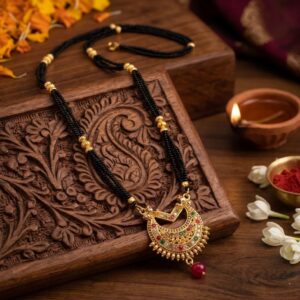 Ethnic mangalsutra with premium gold plating and sparkling CZ stones