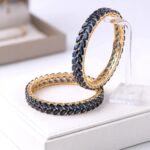 Traditional gold plated bangles with blue stones