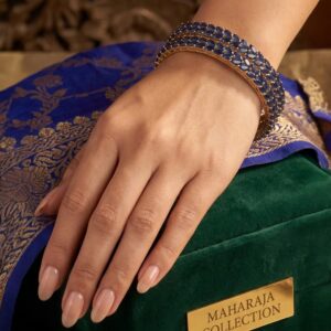 Partywear zirconia kada bangles | Traditional gold plated Kada with blue stones