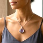 Amethyst Natural Stone Pendant Necklace - Round - Image 2