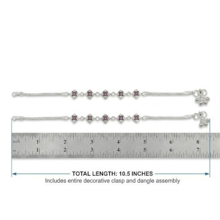 Pair of Pure Silver Anklets - 10.5 inch | Pure silver ankle bracelet - Image 7
