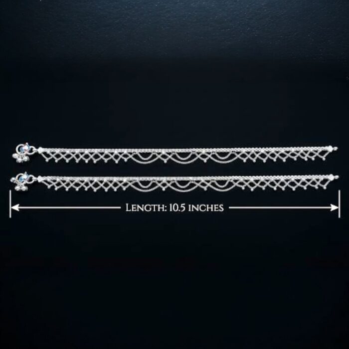 Pair of Pure Sterling Silver Anklets | 10.5 inch Silver Anklet for Adults - Image 5