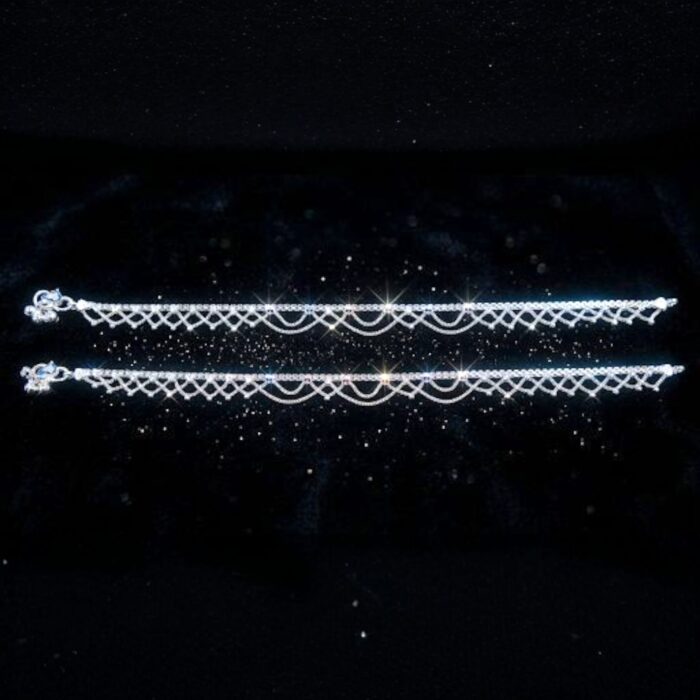 Pair of Pure Sterling Silver Anklets | 10.5 inch Silver Anklet for Adults - Image 3