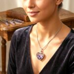 Amethyst natural stone necklace - Heart - Image 3