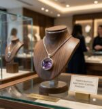 Amethyst Natural Stone Pendant Necklace - Round - Image 3