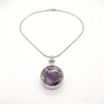 Amethyst Natural Stone Pendant Necklace - Round - Image 4