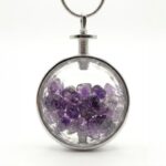 Amethyst Natural Stone Pendant Necklace - Round